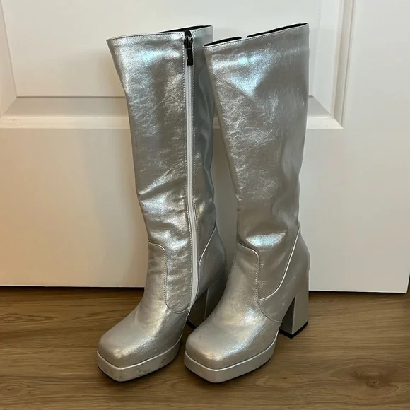 SHEIN Shoes Silver Gogo Boots Size 55 Shein Poshmark